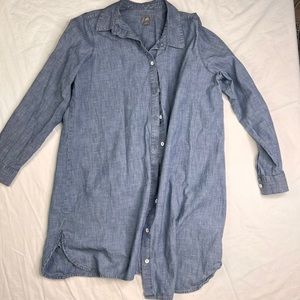 J.JILL Denim Medium Wash 3/4 Sleeve Button Down Shirt Sz M 100% Cotton A050623